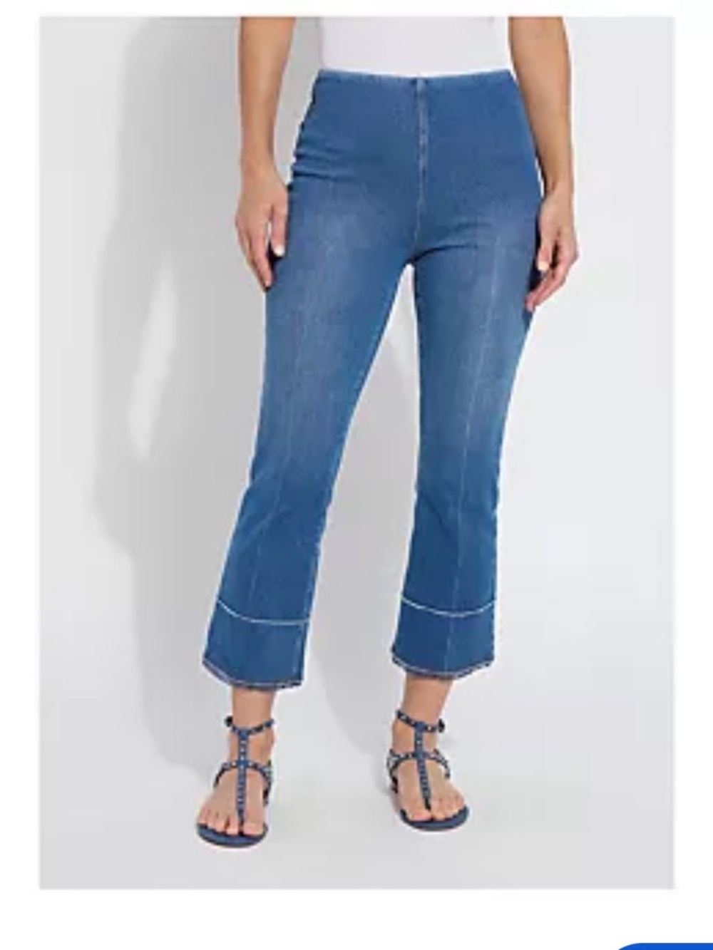 LYSSE NY DARA SEEMED HEM CROP JEANS DENIM STRETCH ELASTIC NEVER WORN ⭐️NEW QVC